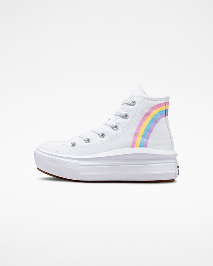 Sapatos Plataforma Converse Chuck Taylor All Star Move Rainbow Cloud Cano Alto Menina Branco Azuis Rosa | PT I01T395